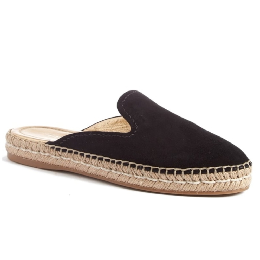 Prada Suede Espadrille Mules Black